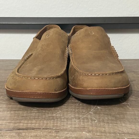 Olukai Moloa Men’s Leather Slip-On Casual Comfort Shoes Size 16 Brown - Picture 2 of 8